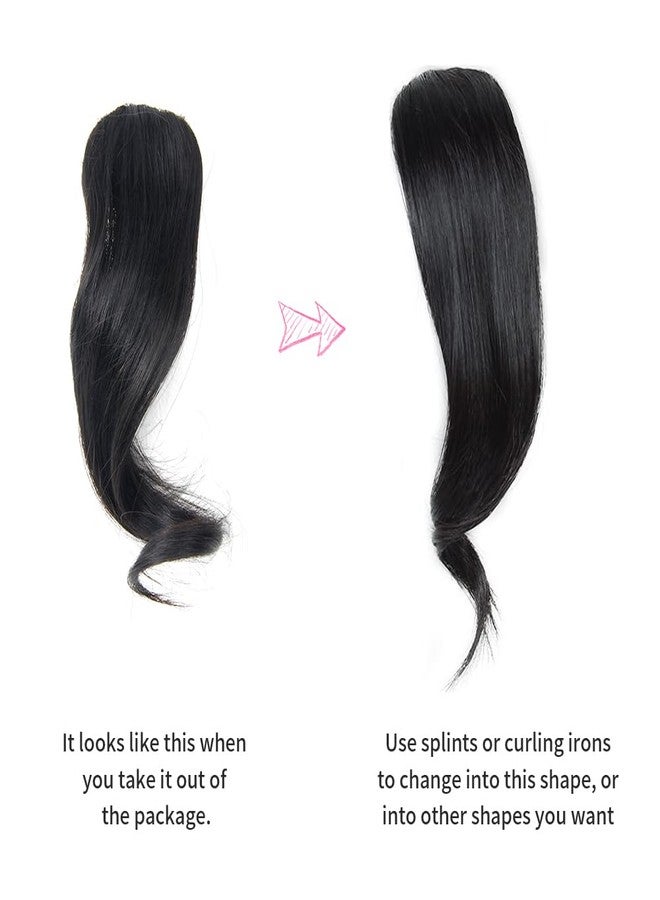 Dsoar 2PCS Wave Side Bang Clip in Bangs Real Human Hair Wave Fringe Hair Extensions(Natural Black Color) - Image 2