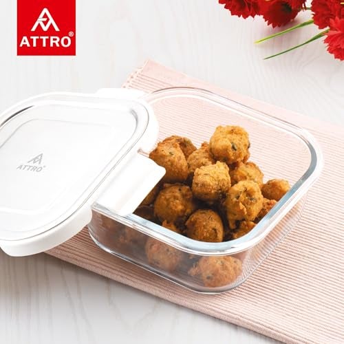ATTRO Glassox Borosilicate Square Glass Lunch Box with Stainless Steel Lid Food Storage Container Microwave & Freezer Safe BPA-Free Food-Grade 800ml - Image 4