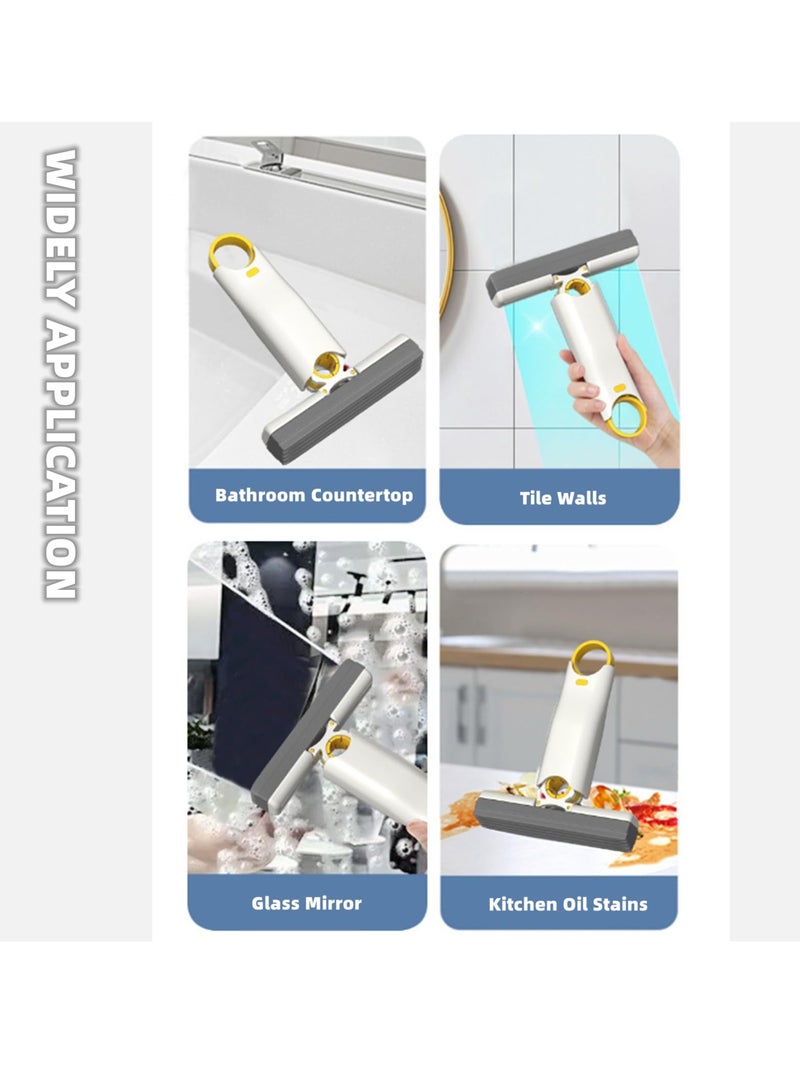 Compact Self-Squeeze Mop for Small Spaces, Perfect for Bathroom, Kitchen and Glass Cleaning, Includes 1 Handle and 3 Absorbent Sponge Heads - Image 2