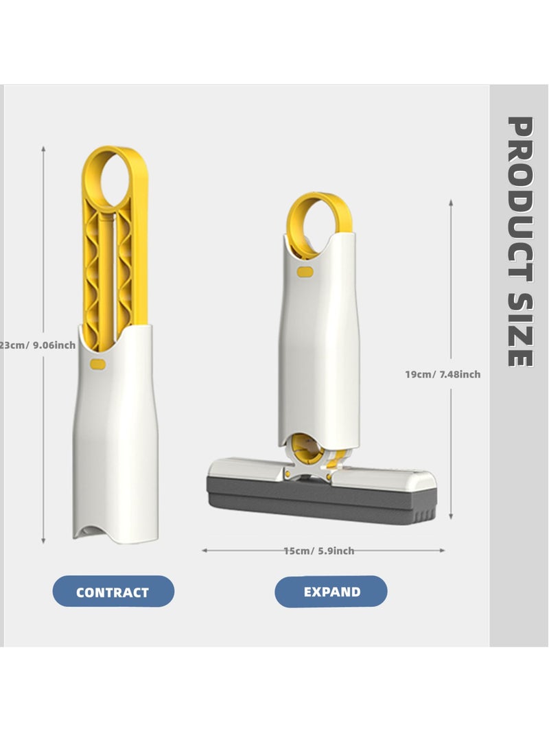 Compact Self-Squeeze Mop for Small Spaces, Perfect for Bathroom, Kitchen and Glass Cleaning, Includes 1 Handle and 3 Absorbent Sponge Heads - Image 3