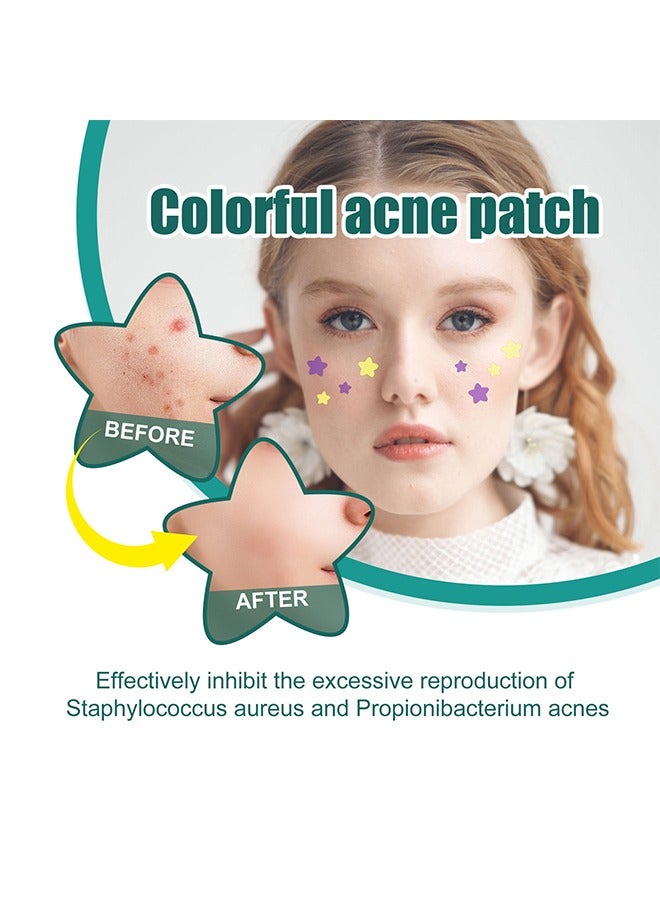 EELHOE Colorful Acne Patch, Star-Shaped Acne Patch Repair Acne Acne Fade Spots Acne Prints Cover Acne Acne Repair Patch, Star Pimples Repair Acne Blemish Blemish Mark Cover pimples Repair Patch 112 Patches - Image 2