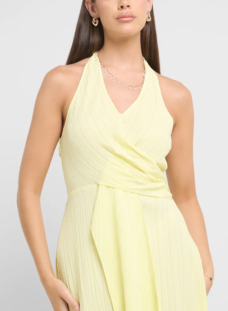 Ginger Pleated Halter Dress