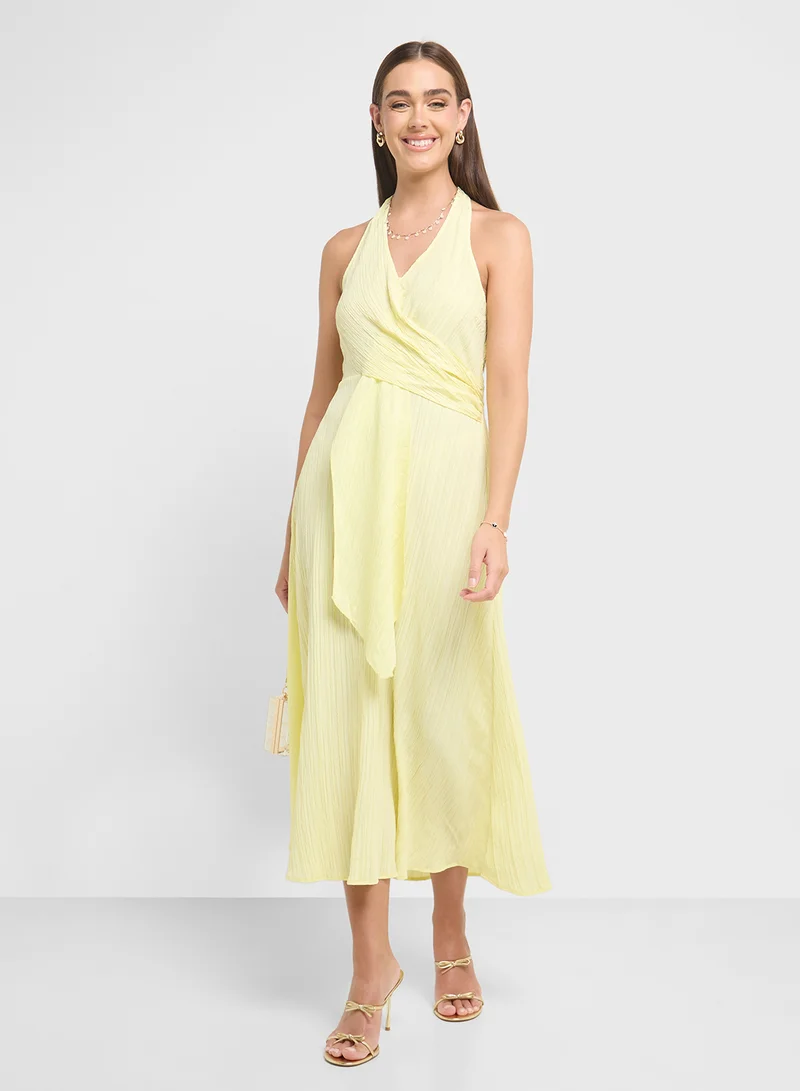 Ginger Pleated Halter Dress