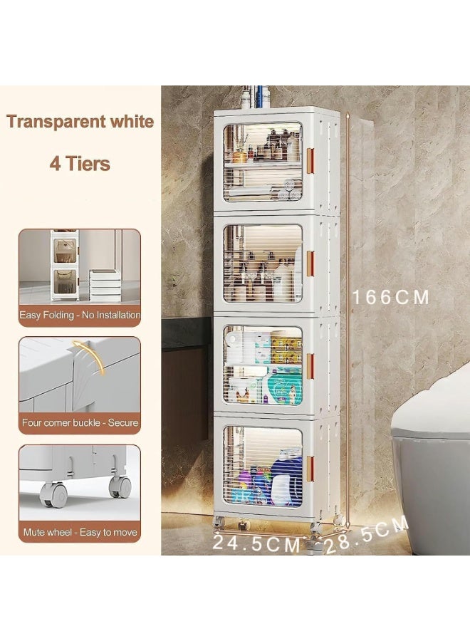 CityRiya-Long Tall Narrow Storage Cabinet, Kitchen Storage Bins, Pantry Storage Cabinet with Adjustable Shelves, Cupboard Closet, Storage Organizer for Bathroom, Living Room, Bedroom  - Image 4