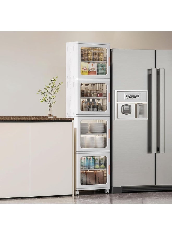 CityRiya-Long Tall Narrow Storage Cabinet, Kitchen Storage Bins, Pantry Storage Cabinet with Adjustable Shelves, Cupboard Closet, Storage Organizer for Bathroom, Living Room, Bedroom  - Image 5