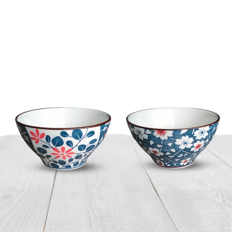 UniKart Ramen 300ml Porcelain Bowl Set Microwave Dishwasher Safe for Serving Snacks Soup Lunch Dinner Set of 2 - Image 1