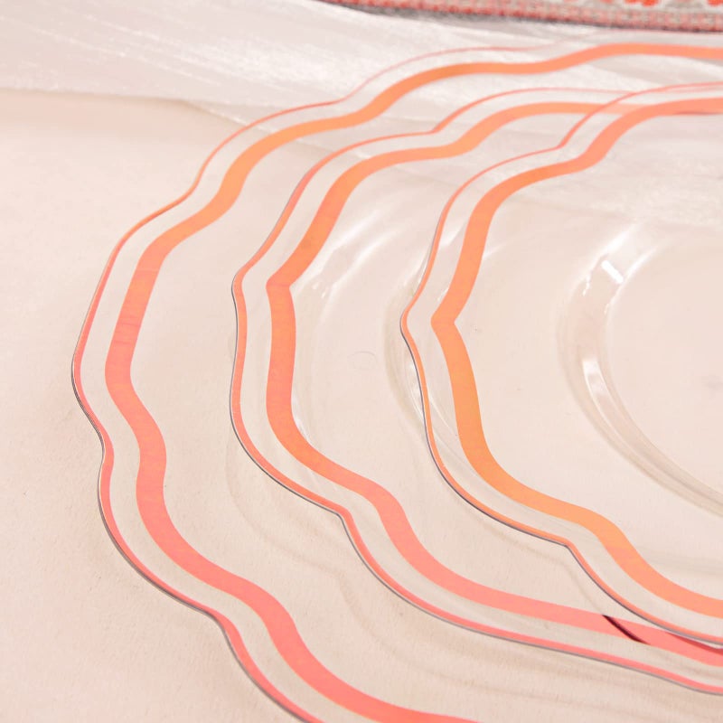 NOCCUR 150PCS Rose Gold Plastic Plates&Rose Gold Silverware-Include 30Dinner Plates  30Salad plates  90 Disposable Rose Gold Utensils- Ideal for Weddings  Party Shower - Image 4