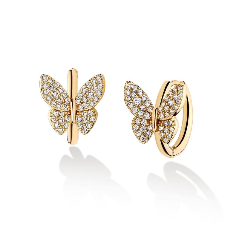 VACRONA Cubic Zirconia Huggie Earrings 14k Gold Plated Tiny Earrings Small Huggie Hoop Earrings Simple Lightweight Hoops Gift for Women - Image 1