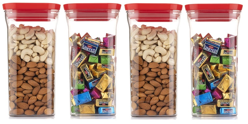 Machak Air Tight Containers Plastic Boxes For Storage Kitchen Container Set, 1100 Ml (19x10x10 cm) (Red, 4) - Image 4
