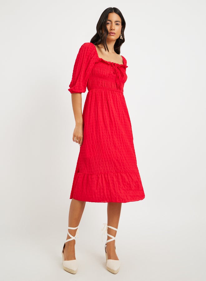 تايك تو فستان أحمر بياقة سموك - Image 2