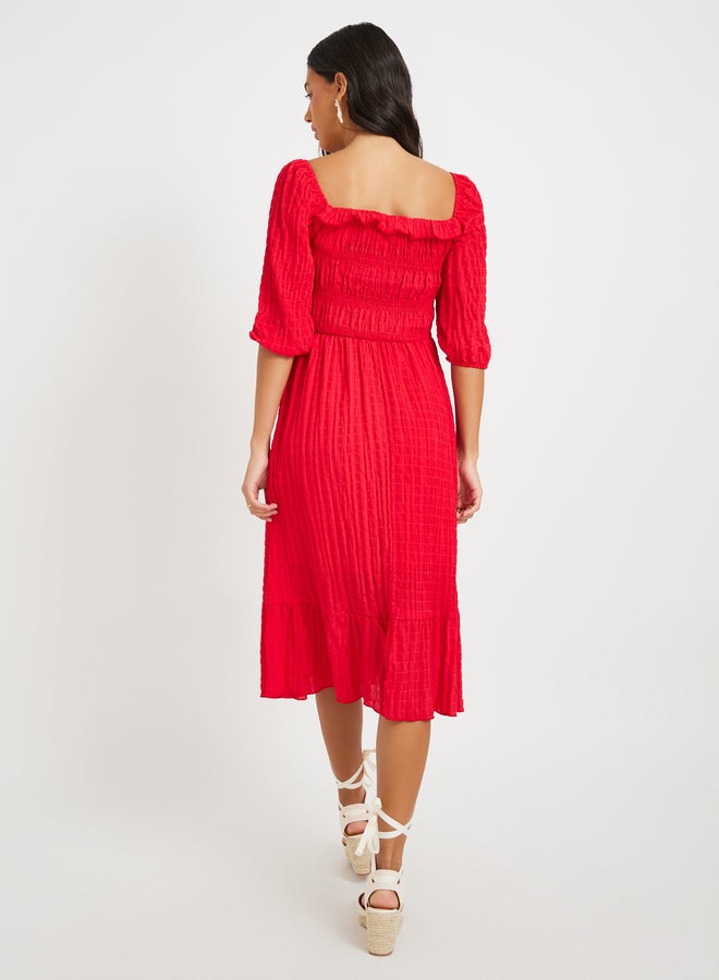 تايك تو فستان أحمر بياقة سموك - Image 5