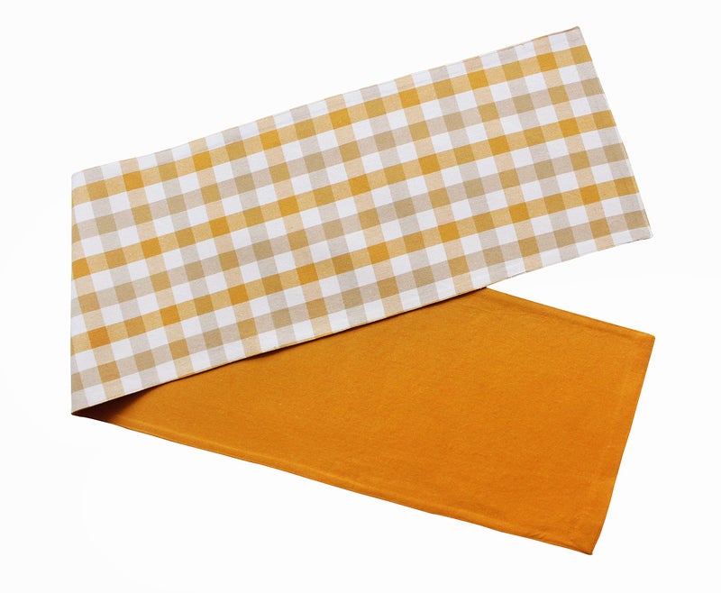 Airwill Cotton Lanfrancki Yellow Designed Checked Pattern Table Runner Length 152cm (Yellow, Pack of 1) - Image 3