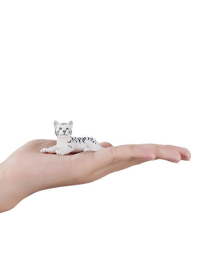MOJO White Tiger Cub Lying Down Realistic International Wildlife Hand Painted Toy Figurine - Image 4