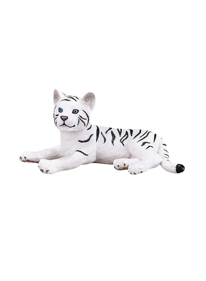 MOJO White Tiger Cub Lying Down Realistic International Wildlife Hand Painted Toy Figurine - Image 1