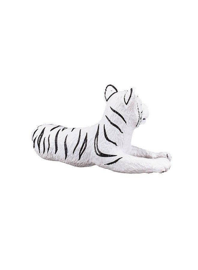 MOJO White Tiger Cub Lying Down Realistic International Wildlife Hand Painted Toy Figurine - Image 2