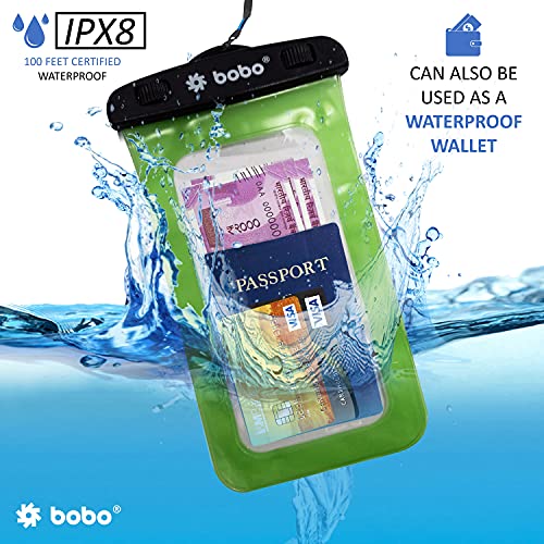BOBO Universal Waterproof Pouch (Big Size) Cellphone Dry Bag Case for Smartphone – Green (Pack of 1) - Image 3