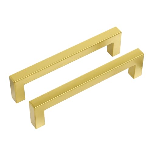 Haidms 30 Pack | 5 Inch Gold Cabinet Handles Brushed Gold Drawer Pulls Stainless Steel Cabinet Hardware Square Bar Modern Cabinet Handles for Kitchen Bathroom Cupboard - Image 1