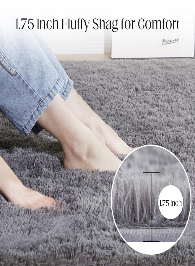 Puremy Ultra Soft Grey Rugs for Living Room 5x7 Inch Fluffy Plush Rug for Bedroom Non-Slip Floor Rug for Kids Bedroom Bedside Playroom Hallway - Image 2