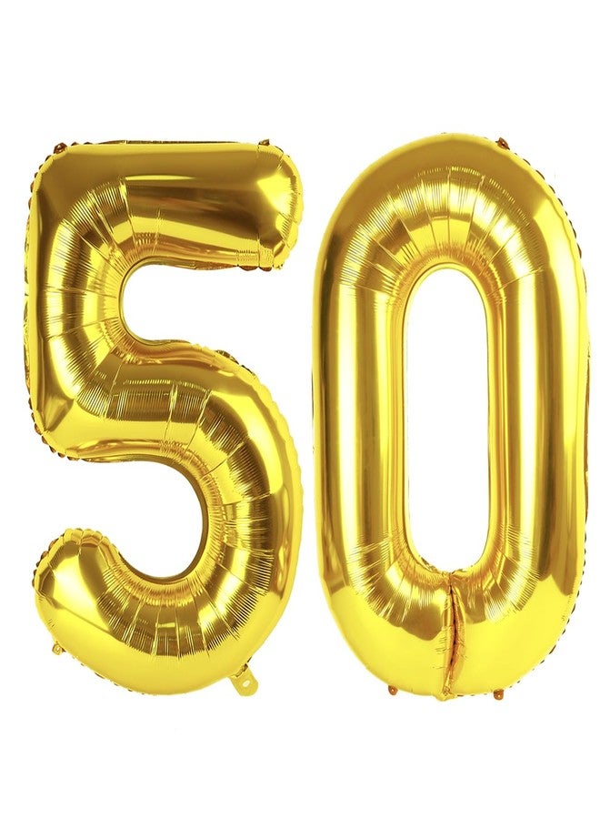IWERP Gold Number 50 Balloon 40 inch, 50 Number Balloon, 50th Gold Birthday Decorations, 50 Year Old Women Men Golden Party Supplies - Image 1