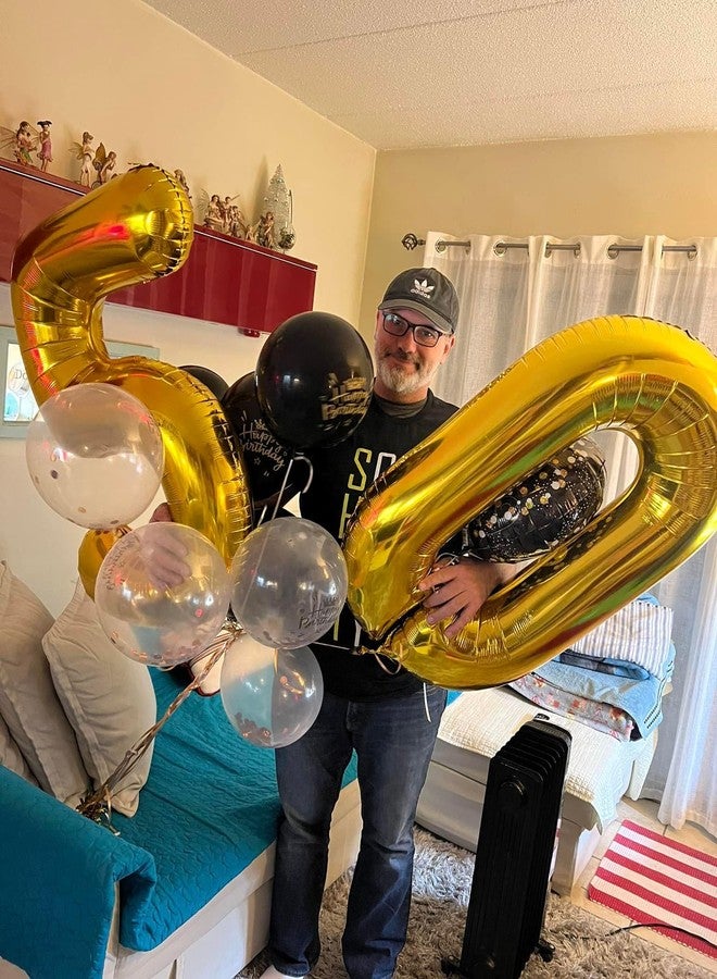 IWERP Gold Number 50 Balloon 40 inch, 50 Number Balloon, 50th Gold Birthday Decorations, 50 Year Old Women Men Golden Party Supplies - Image 2
