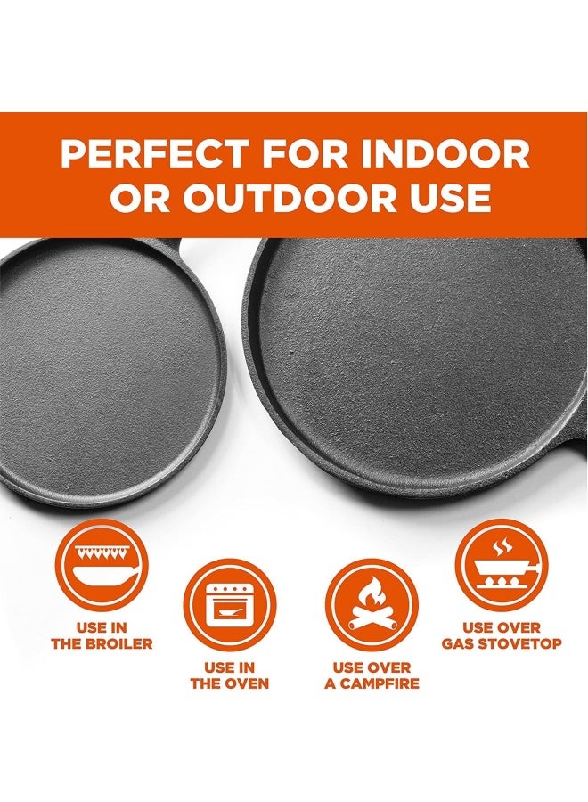 Cast Iron Griddle/Tawa Pan - Naturally Non-Stick - Pre-seasoned Low Walls Griddle Cast Iron Cookware for Pancakes, Pizzas, and Quesadillas, Black Dosa Tawa, W 27.0 x H 3.8 x L 40.3 cm - Image 3
