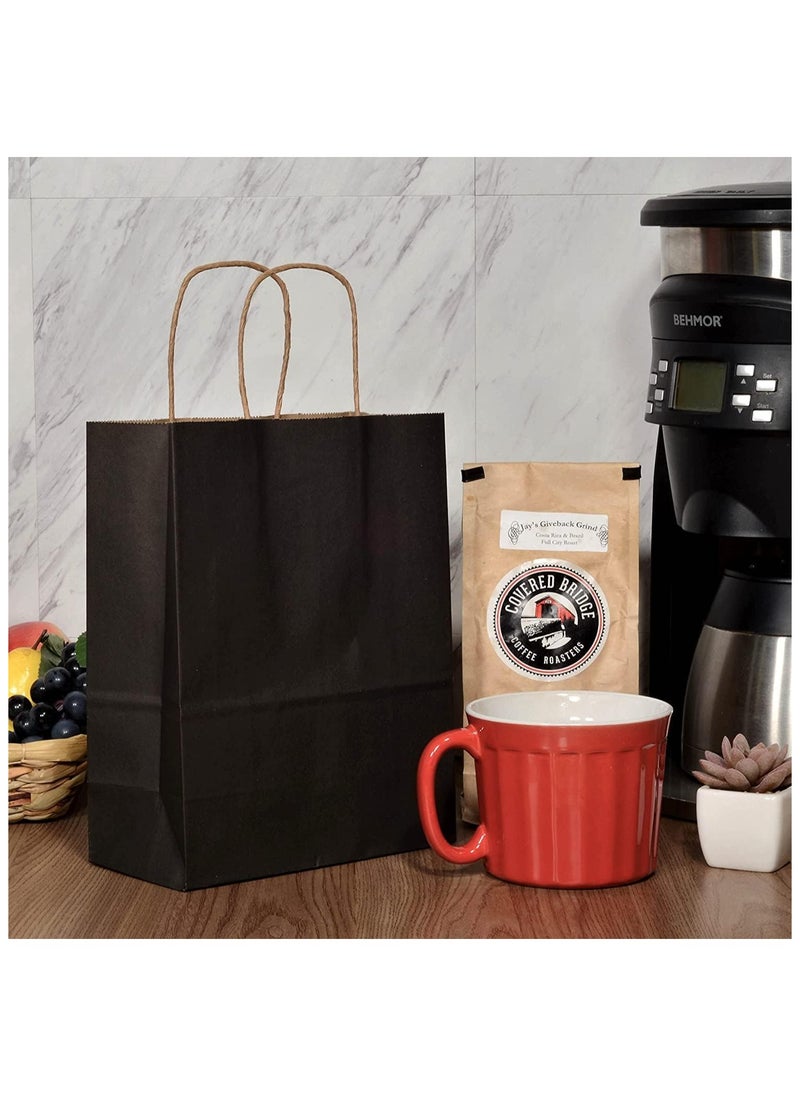 MARKQ [12 Bags] Kraft Paper Bags With Handles 27 x 22 x 11 cm Black Gift Bags For Birthday Party Favors Weddings, Retail, Shopping Bridal Shower  - Image 5