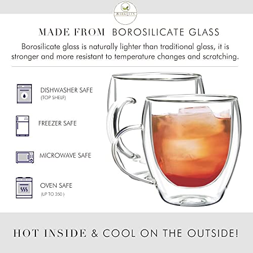 MARKQUES Double Wall Glass Mug for Coffee Tea Latte with Handle | Borosilicate Glassware for Hot and Cold Beverages Glass Mugs Cups | (250ml - Pack of 1) - Image 4