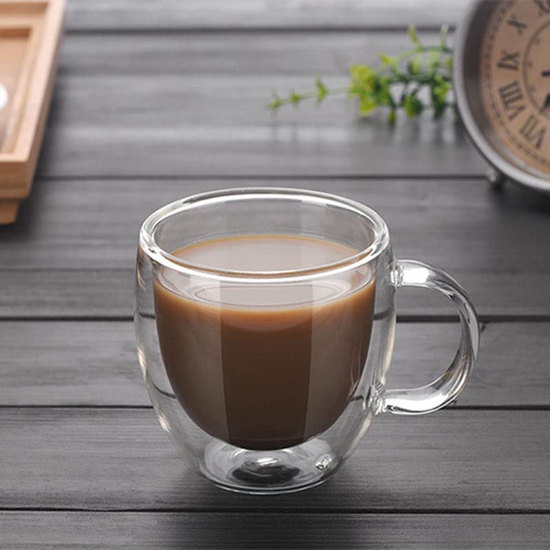 MARKQUES Double Wall Glass Mug for Coffee Tea Latte with Handle | Borosilicate Glassware for Hot and Cold Beverages Glass Mugs Cups | (250ml - Pack of 1) - Image 2