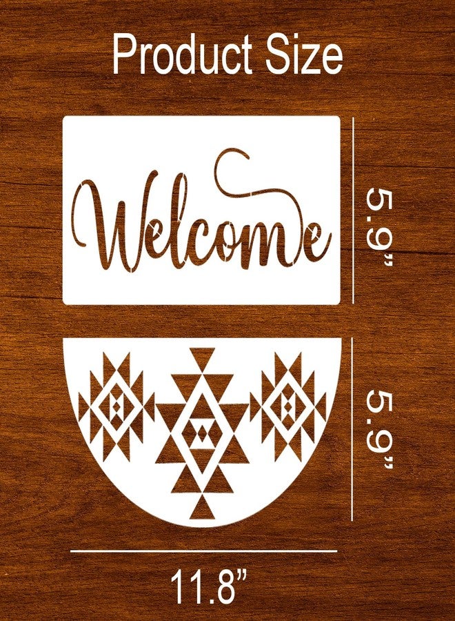 zosylley Welcome Stencils for Painting on Wood 12” Cow Print Stencil Door Hanger Stencil Boho Welcome Stencil/Checker/Honeycomb Templates for Painting on Wood Sign Porch Decor - Image 2
