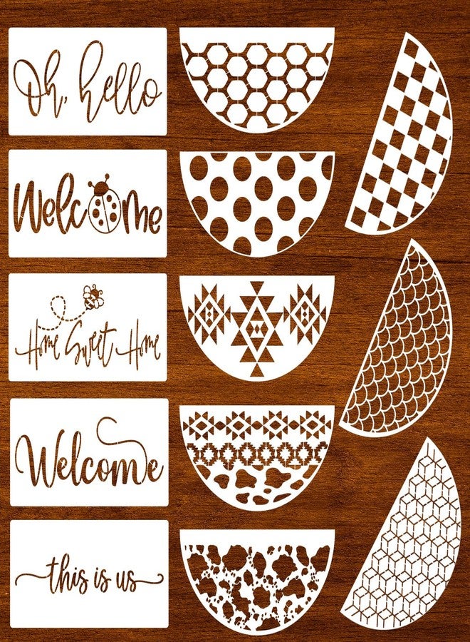 zosylley Welcome Stencils for Painting on Wood 12” Cow Print Stencil Door Hanger Stencil Boho Welcome Stencil/Checker/Honeycomb Templates for Painting on Wood Sign Porch Decor - Image 1