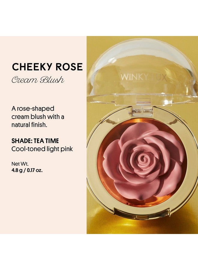 وينكي لوكس Cheeky Rose، أحمر خدود كريمي للخدود، أحمر خدود زهري مع فيتامين E، أحمر خدود للمكياج ومكياج الزهور، وقت الشاي الوردي - Image 1