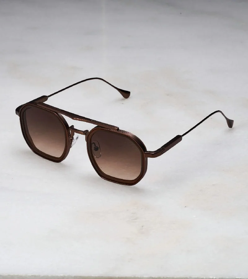 Explicit Poets Explicit Poets Unisex Vex Matt Bronze & Matt Brown-Dark Gradient Brown Stylish Sunglasses, A21EP5