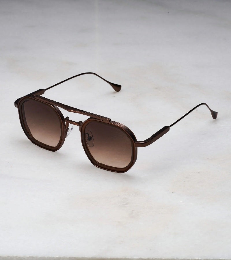 Explicit Poets Unisex Vex Matt Bronze & Matt Brown-Dark Gradient Brown Stylish Sunglasses, A21EP5 - Image 1