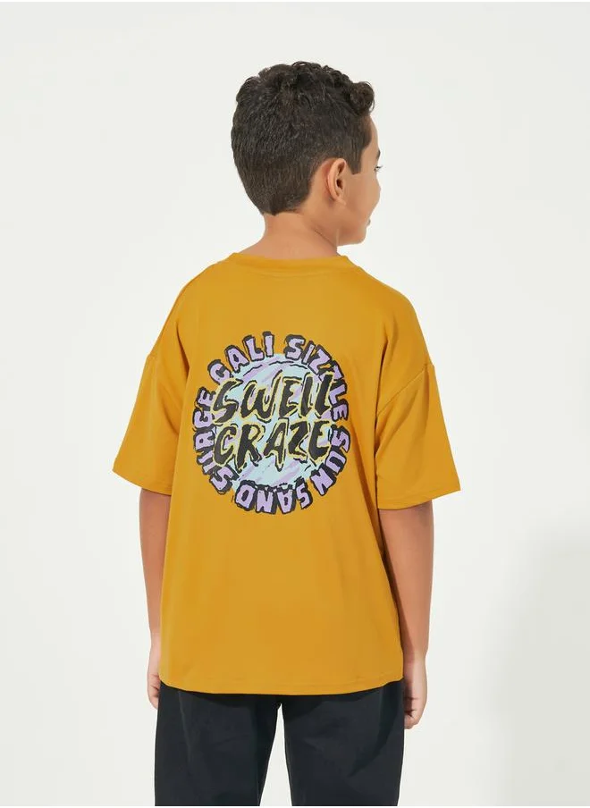 Styli Graphic Print Round Neck Oversized T-shirt