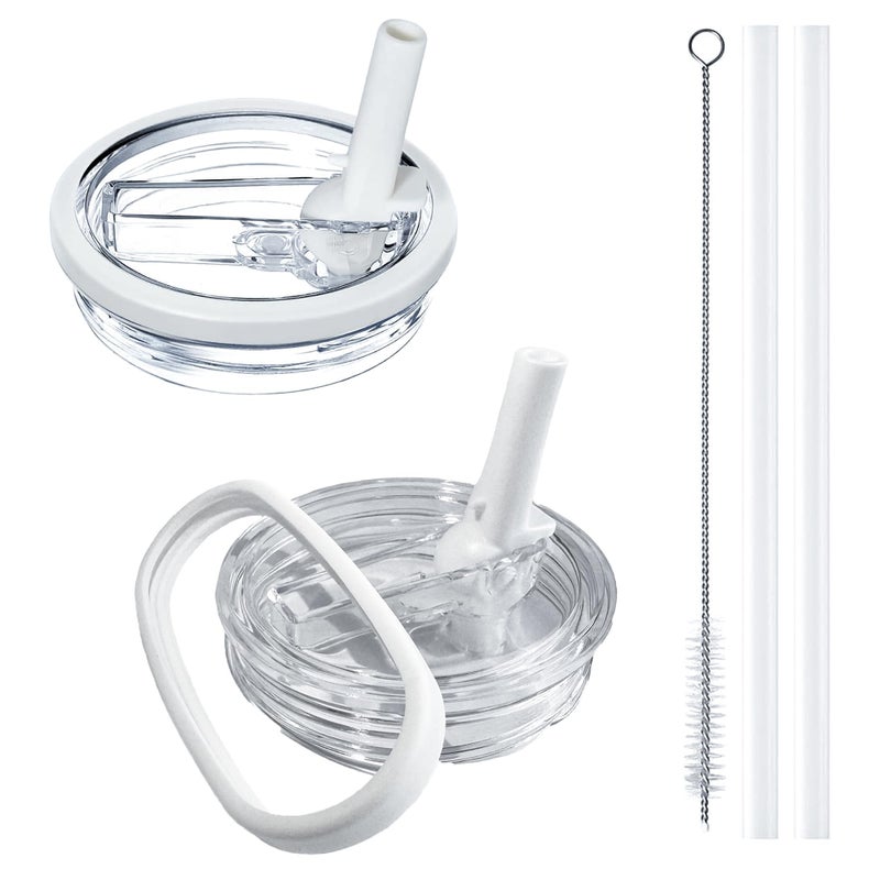 Aooiiysd 2 Pack Stanley Lid Replacement 40 oz, with Leak Proof and Flip Straw Lid, Stanley Cup Accessories, for Stanley Quencher H2.0 40 oz Tumbler (Only), BPA Free (Milk White) - Image 1