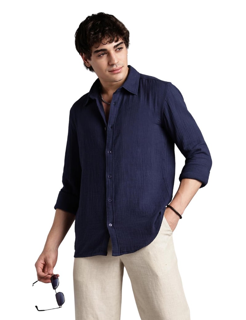 FYLTR Men's Solid Casual Shirt with Patch Pocket with Spread Collar- 100% Cotton | Regular Fit | Full Sleeves | Soft & Comfortable | Summer Shirts for Men - Image 3