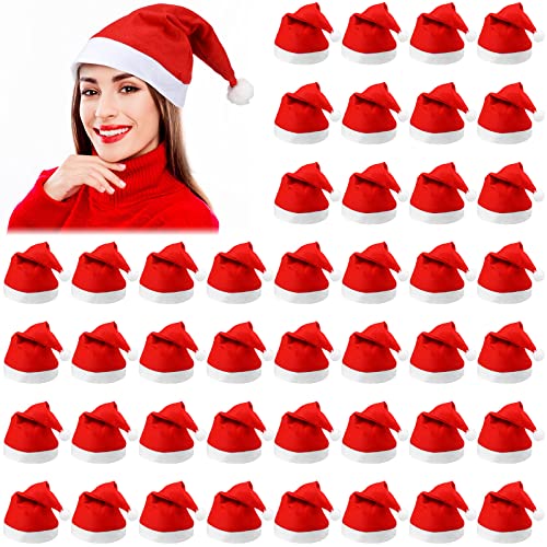 Vicenpal 200 Pcs Santa Hats Adult Bulk Christmas Party Non Woven Fabric Xmas Santa Hat for Party Costume,11 x 16 Inches(Red) - Image 1
