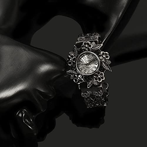 Weicam Women Vintage Cuff Bangle Bracelet Watch Carved Flowers Analog Quartz Wrist Watch - Image 4