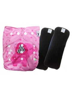 (Set Of 2Cloth Diaper With Wetfree Microfiber Insert) Designer Premium Reusable Adjustable Size Waterproof Washable Pocket Cloth Diaper Nappie (Elephant Pink)