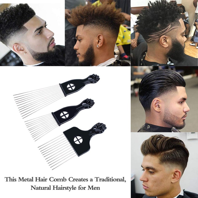 LEADUWAY Hair Picks - Black Metal Afro Combs for Hair Styling, Fist Pick for Women and Men - Image 5