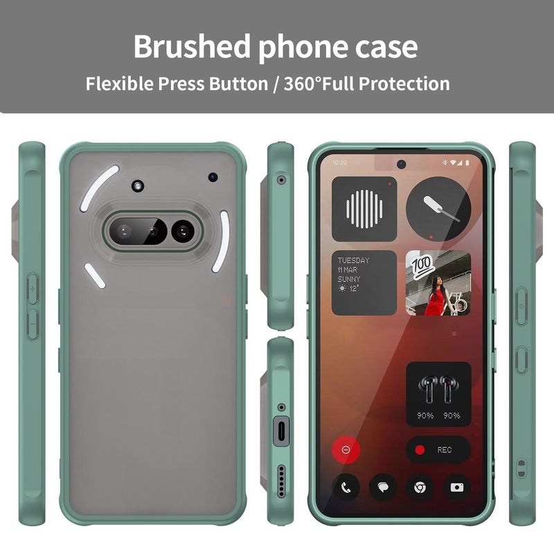 HuHa Case Cover For Nothing Phone 3a Fan Dun Series TPU Hybrid PC Frosted Phone Case(Green) - Image 2