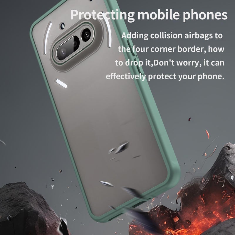 HuHa Case Cover For Nothing Phone 3a Fan Dun Series TPU Hybrid PC Frosted Phone Case(Green) - Image 3