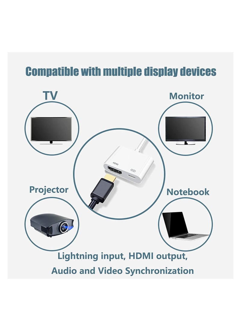 Generic - MFi Certified] Lightning to HDMI, Lightning to 1080P Audio Digital AV Adapter, 4K Video HDMI Sync Screen Connector with Charging Port for iPhone 11/XS/XR/X/8 7, iPad on HD TV/Monitor/Projector - Image 1
