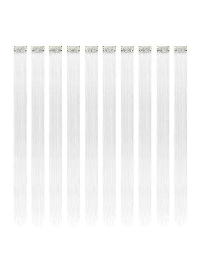 RINBOOOL White Hair Extensions Clip In 22 Inch 10 Pcs Long Straight Colored For Kids Girls Women Highlights Party Synthetic - Image 1