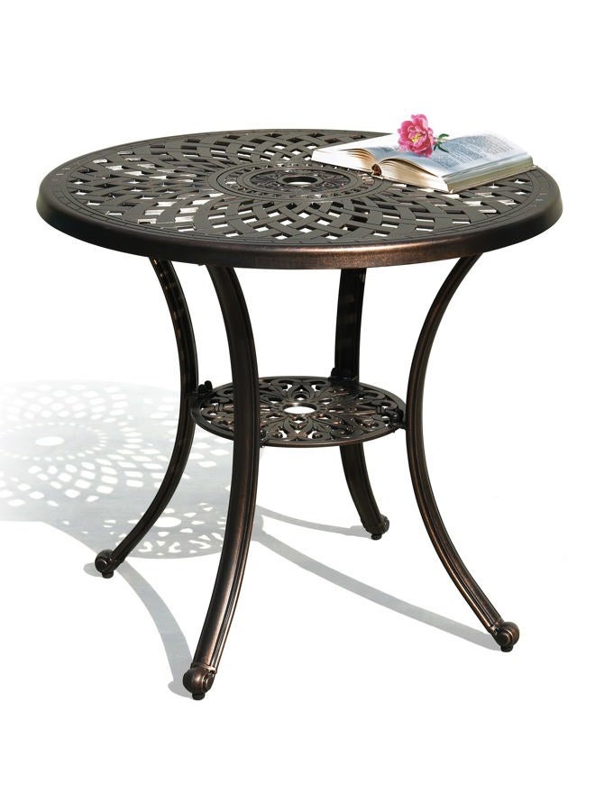 DWVO 30 Inches Round Patio Dining Table with Umbrella Hole, Antique Cast Aluminum Outdoor Bistro Table Outdoor Side Table for Backyard, Garden, Patio, Porch, Black - Image 1