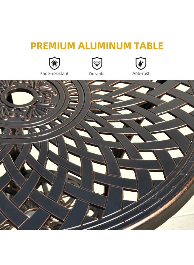 DWVO 30 Inches Round Patio Dining Table with Umbrella Hole, Antique Cast Aluminum Outdoor Bistro Table Outdoor Side Table for Backyard, Garden, Patio, Porch, Black - Image 5