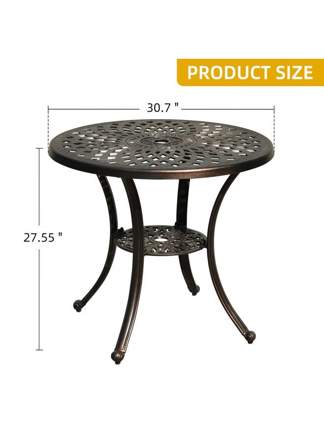 DWVO 30 Inches Round Patio Dining Table with Umbrella Hole, Antique Cast Aluminum Outdoor Bistro Table Outdoor Side Table for Backyard, Garden, Patio, Porch, Black - Image 4
