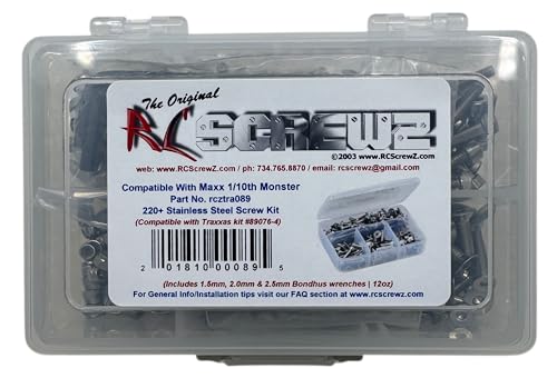 RC Screwz TRA089 Compatible with Traxxas Maxx 110th Monster 890764 Stainless Steel Screw Kit - Image 1