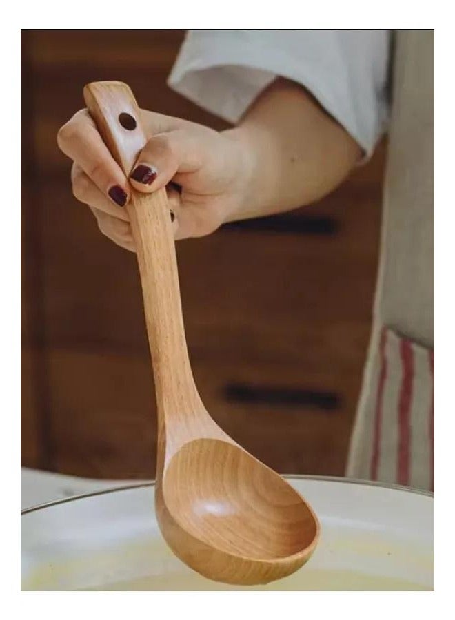 Natural Bamboo Wooden Soup Food Ladle 22cm ( 02 pieces ) - Image 2