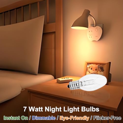 PaeorRorL Night Light Bulbs - 7 Watt Clear Light Bulbs for Night Lights ,Christmas Lights,Table Lamps, Porch,Salt Lamp - 120V E12 Base C7 Mini Small Incandescent Light Bulb - Dimmable - Warm White,15 Packs - Image 3